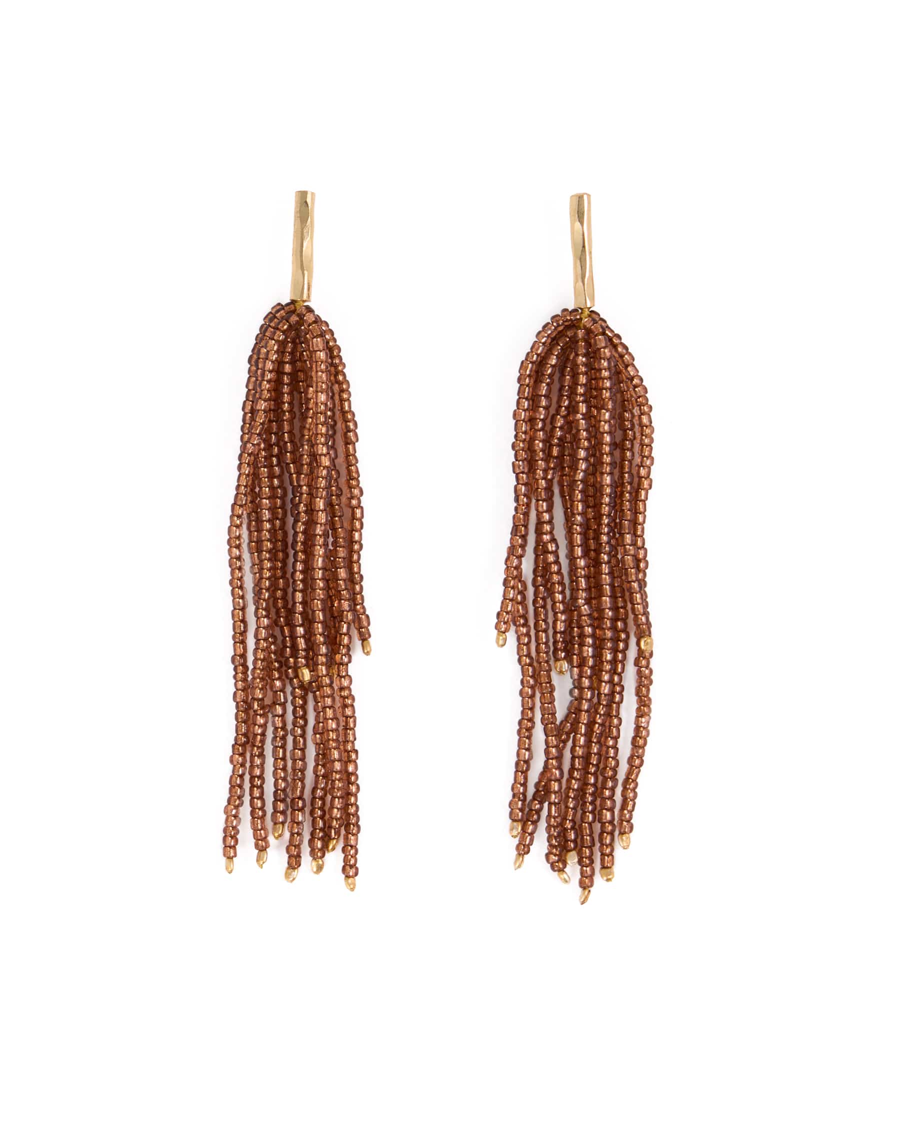 Marissa Brass + Bead Fringe Earrings Bronze