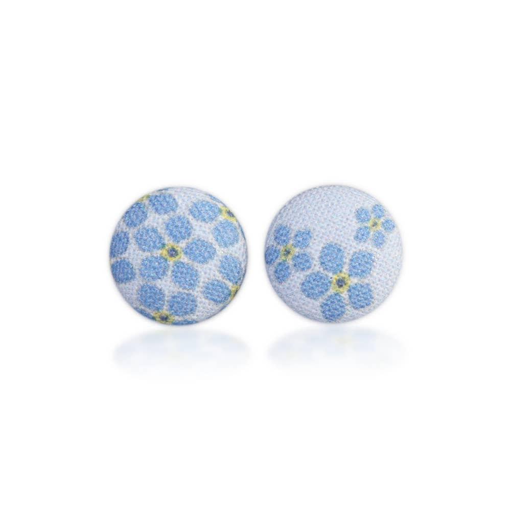 Forget Me Not Fabric Button Earrings
