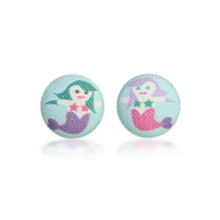 Mermaid Fabric Button Earrings