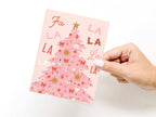 Fa La La Pink Christmas Tree Greeting Card