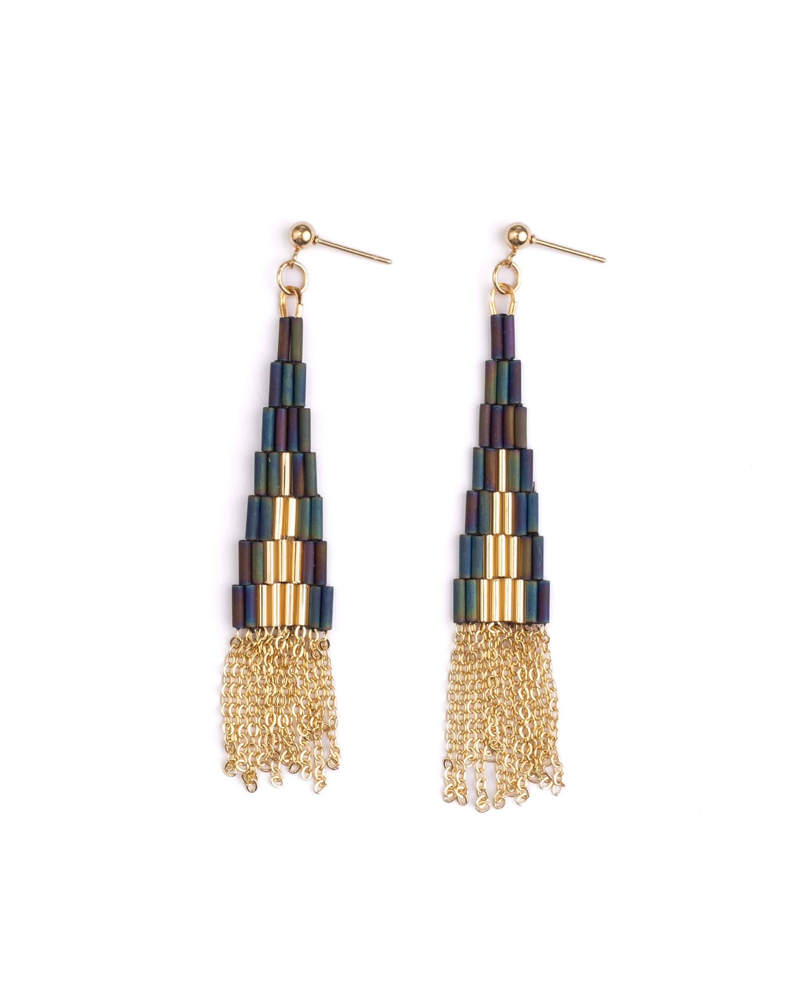 Beaded Handwoven Skylark Earrings