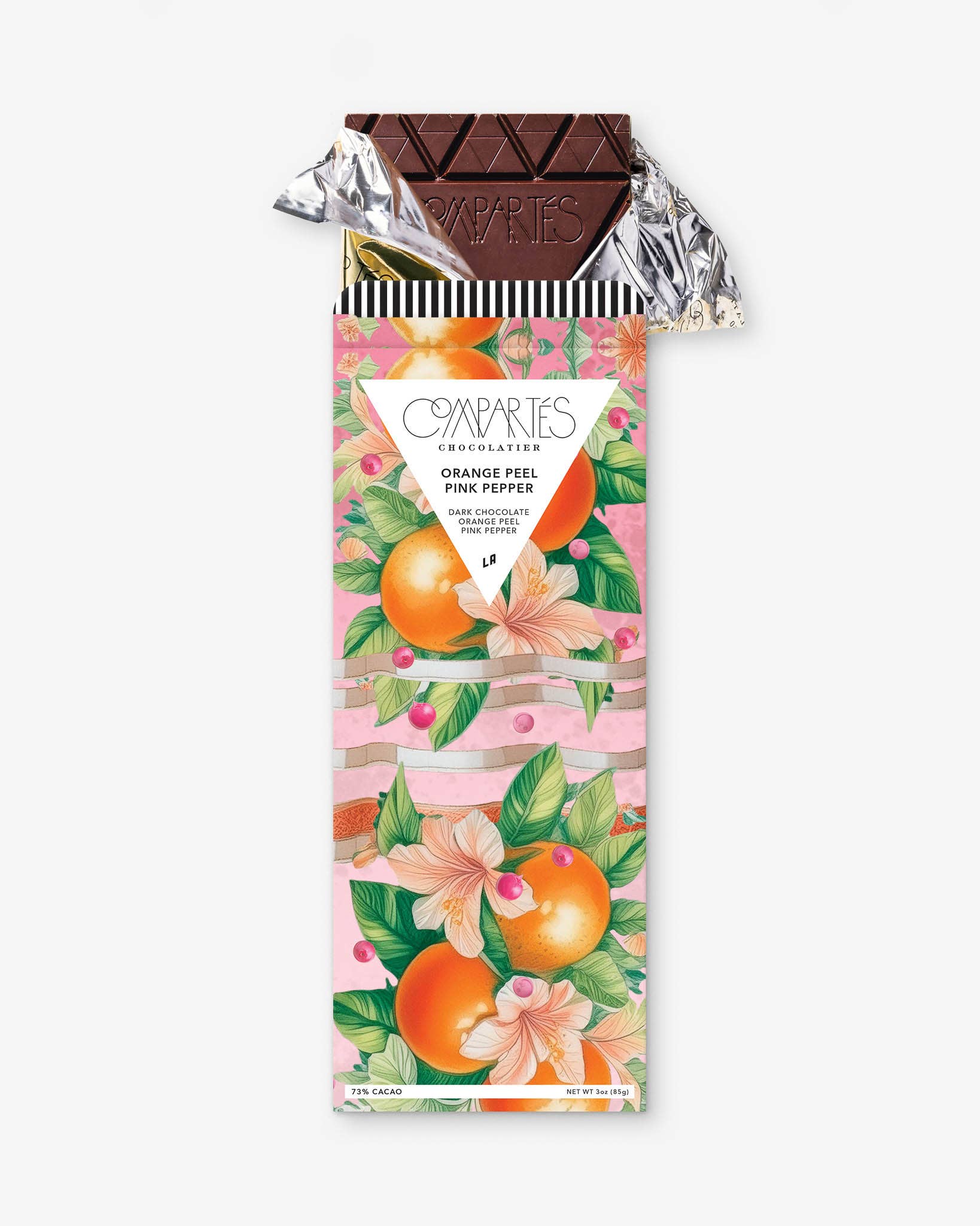 Orange Peel + Pink Pepper Chocolate Bar