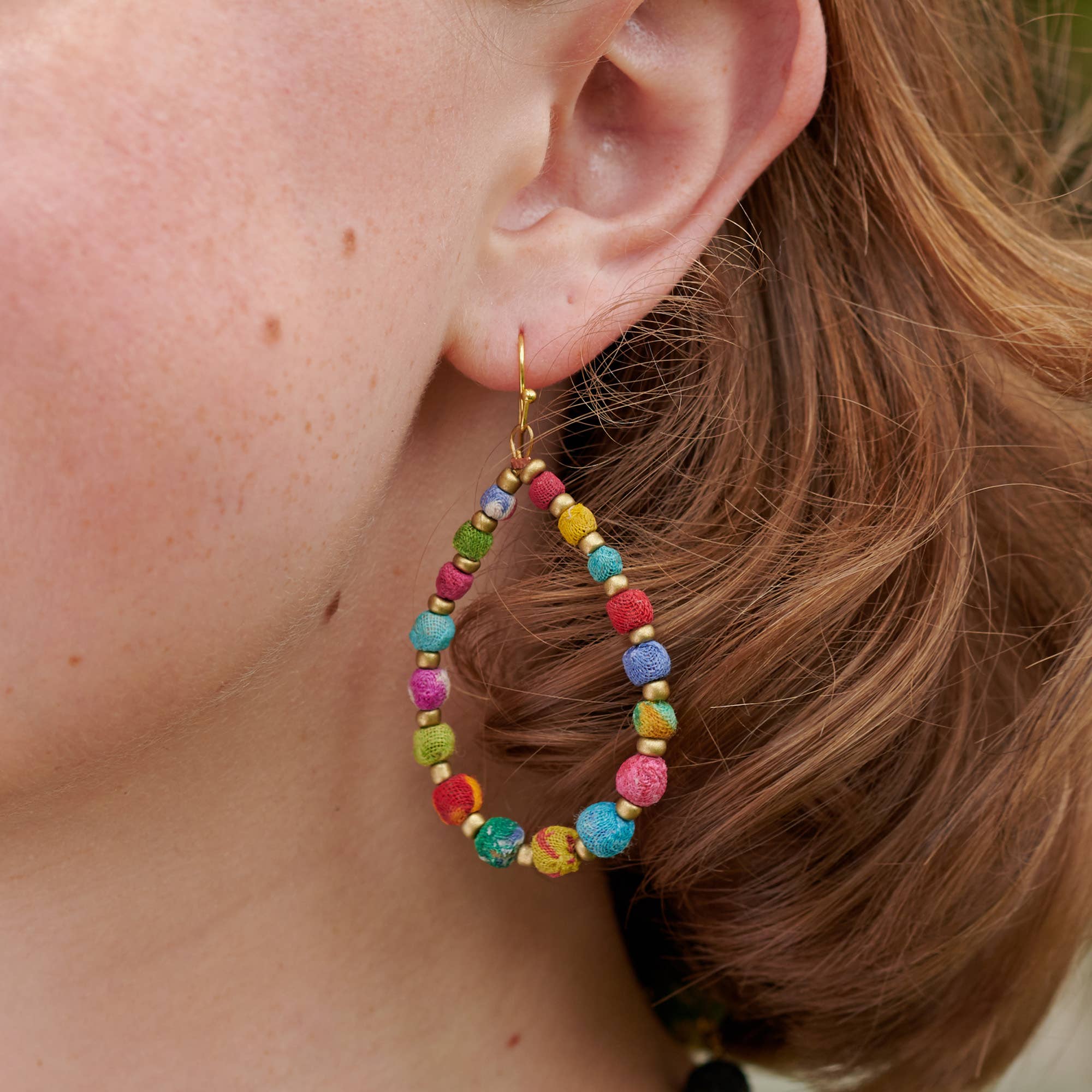 Tapered Teardrop Kantha Hoops