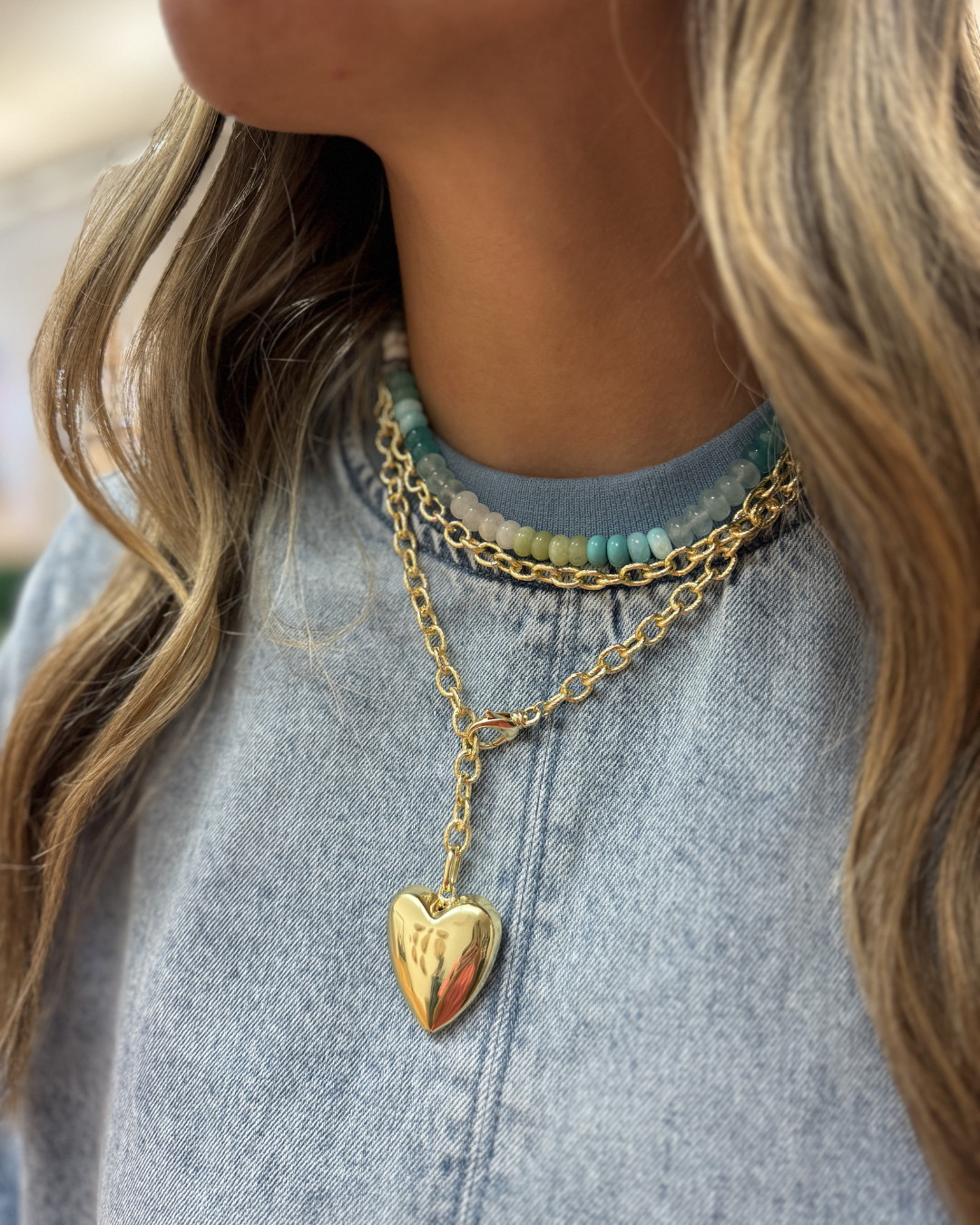 Ellison Gold Heart Wrap Necklace