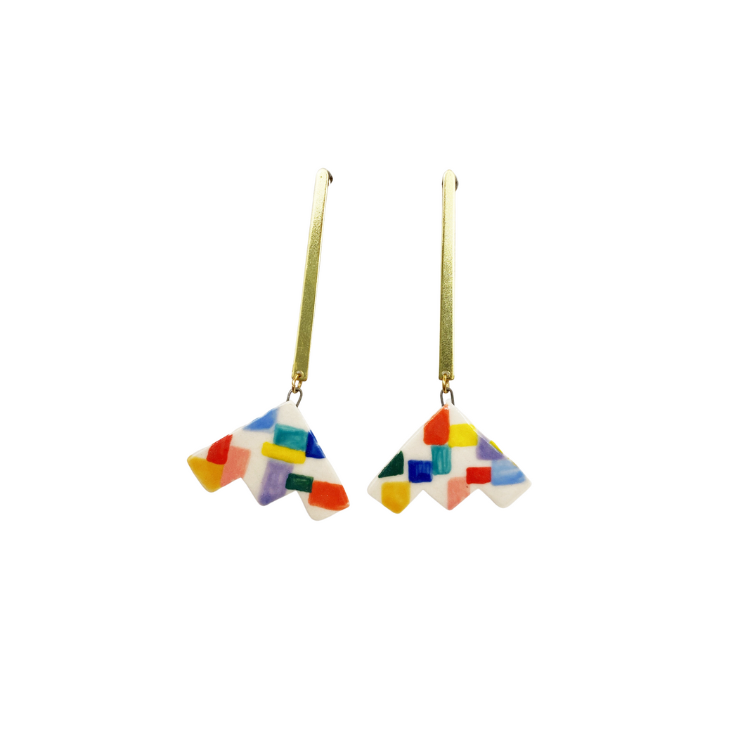 Rainbow Color Block Drop Earrings