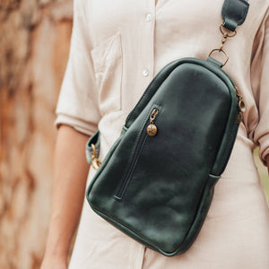 Sling Crossbody Backpack in Emerald