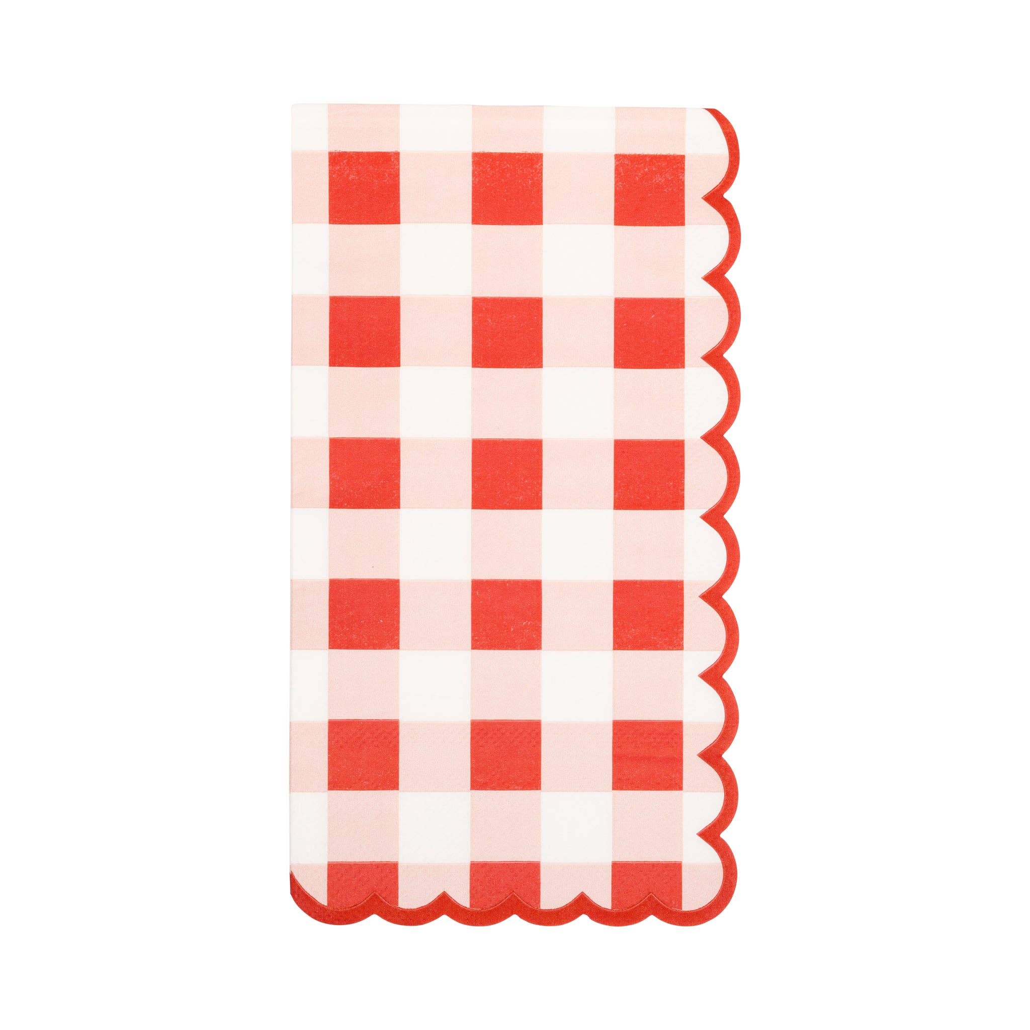 Red Scallop Gingham Dinner Napkin