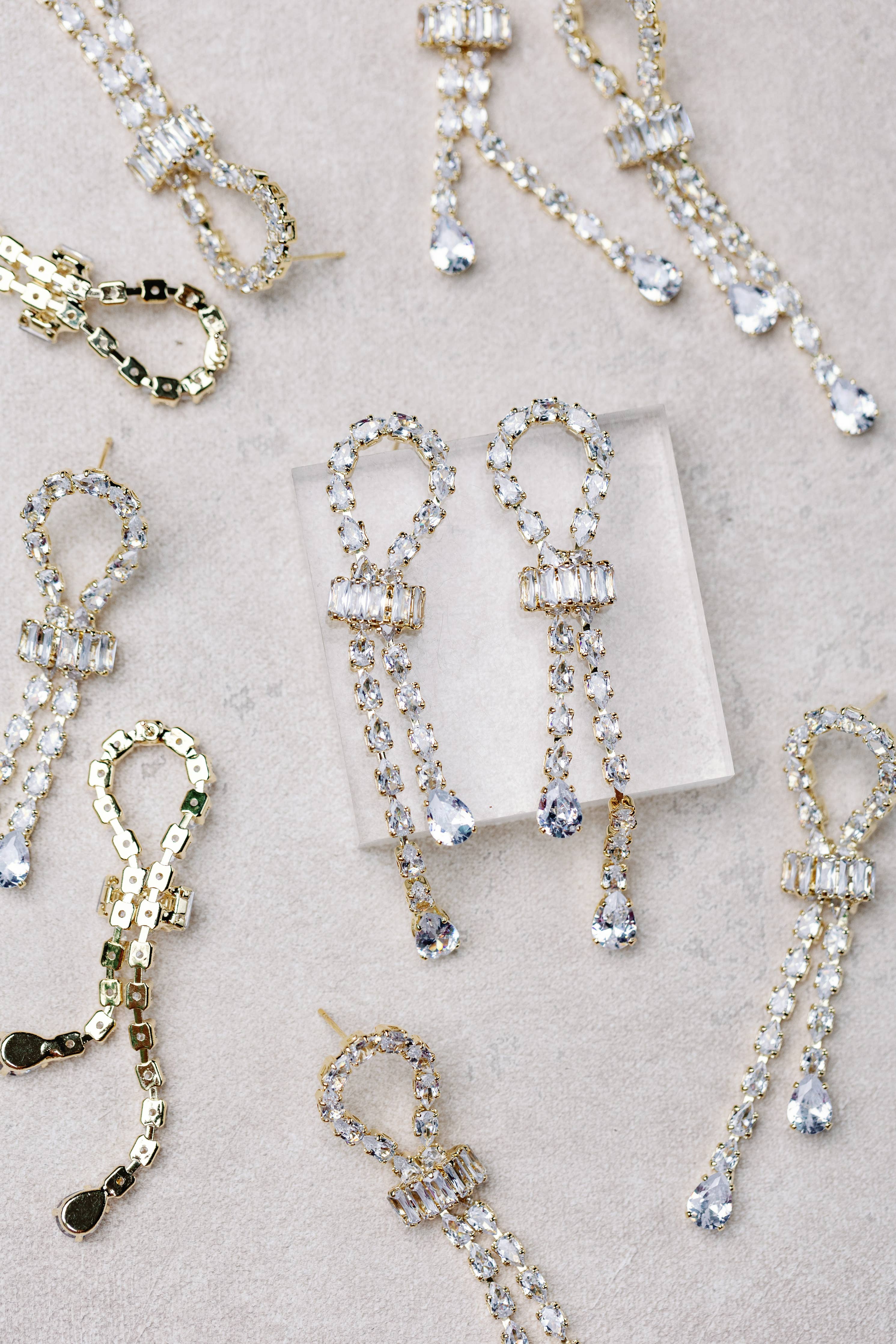 Diamond Drop Statement Earrings