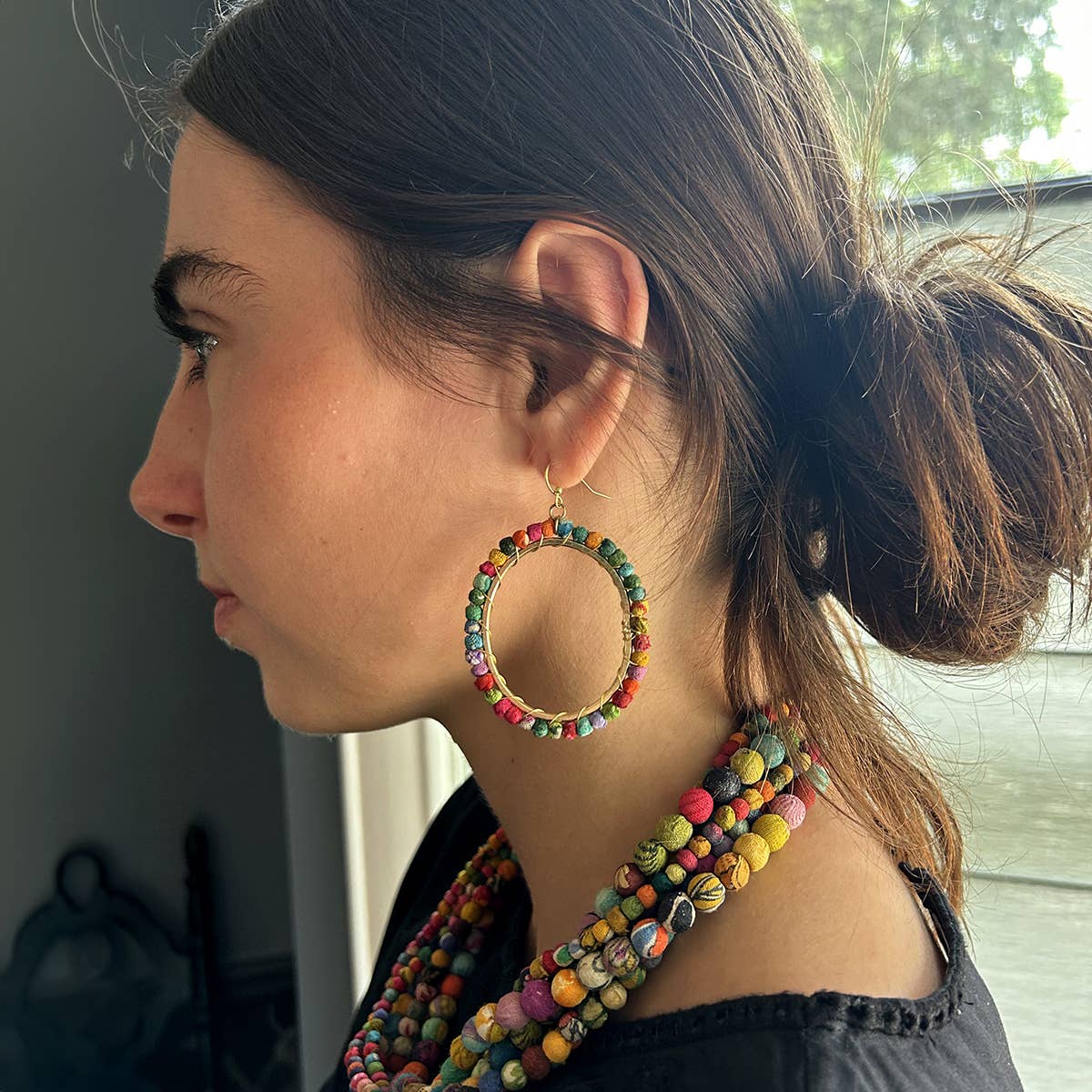 Loop Kantha Milieu Earrings
