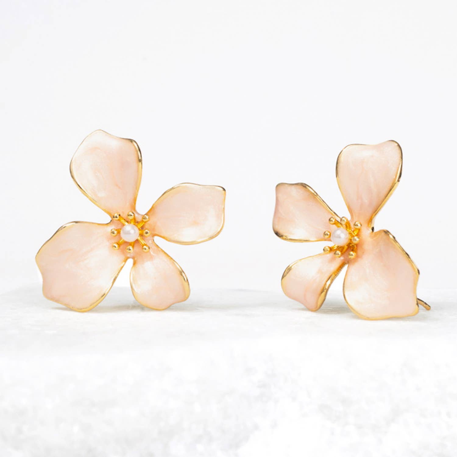 Hope in Bloom Flower Earrings - Misty Rose