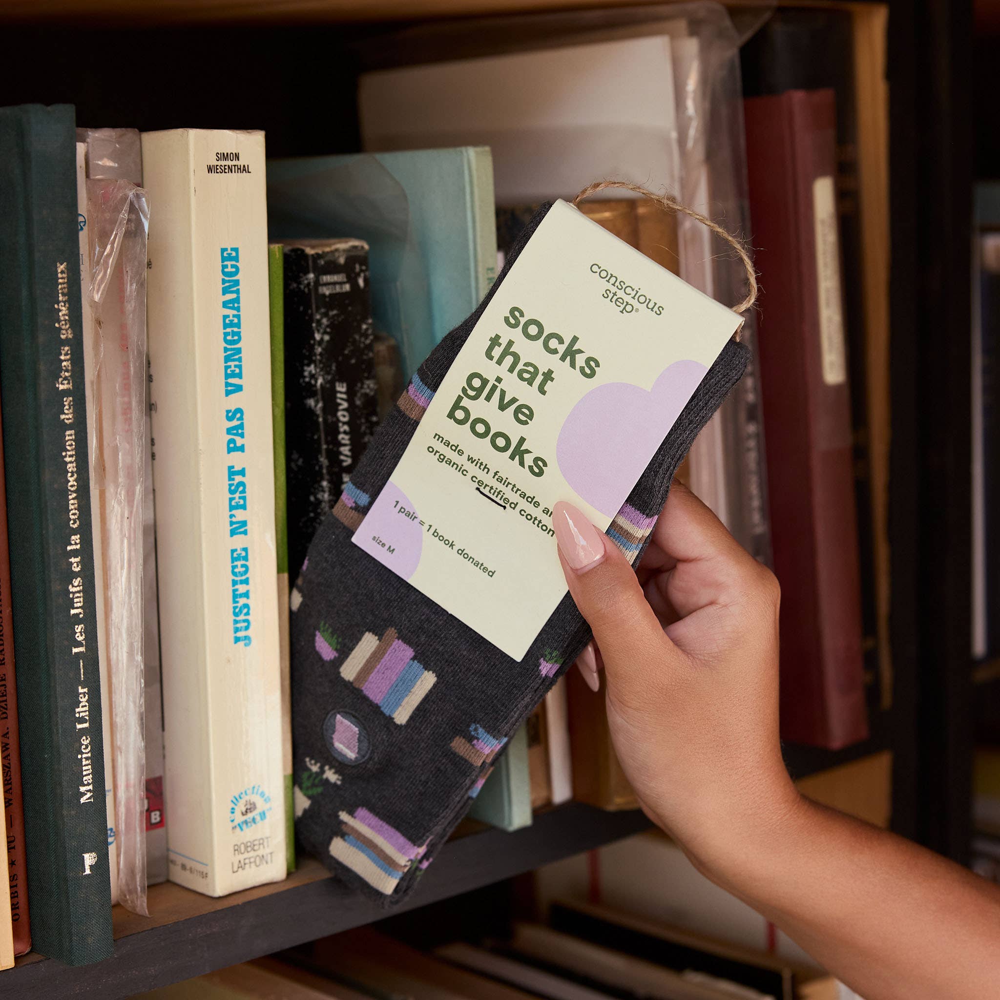 Socks that Give Books (Gray Bookshelves)