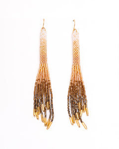 Beaded Handwoven Ombre Tassel Earrings