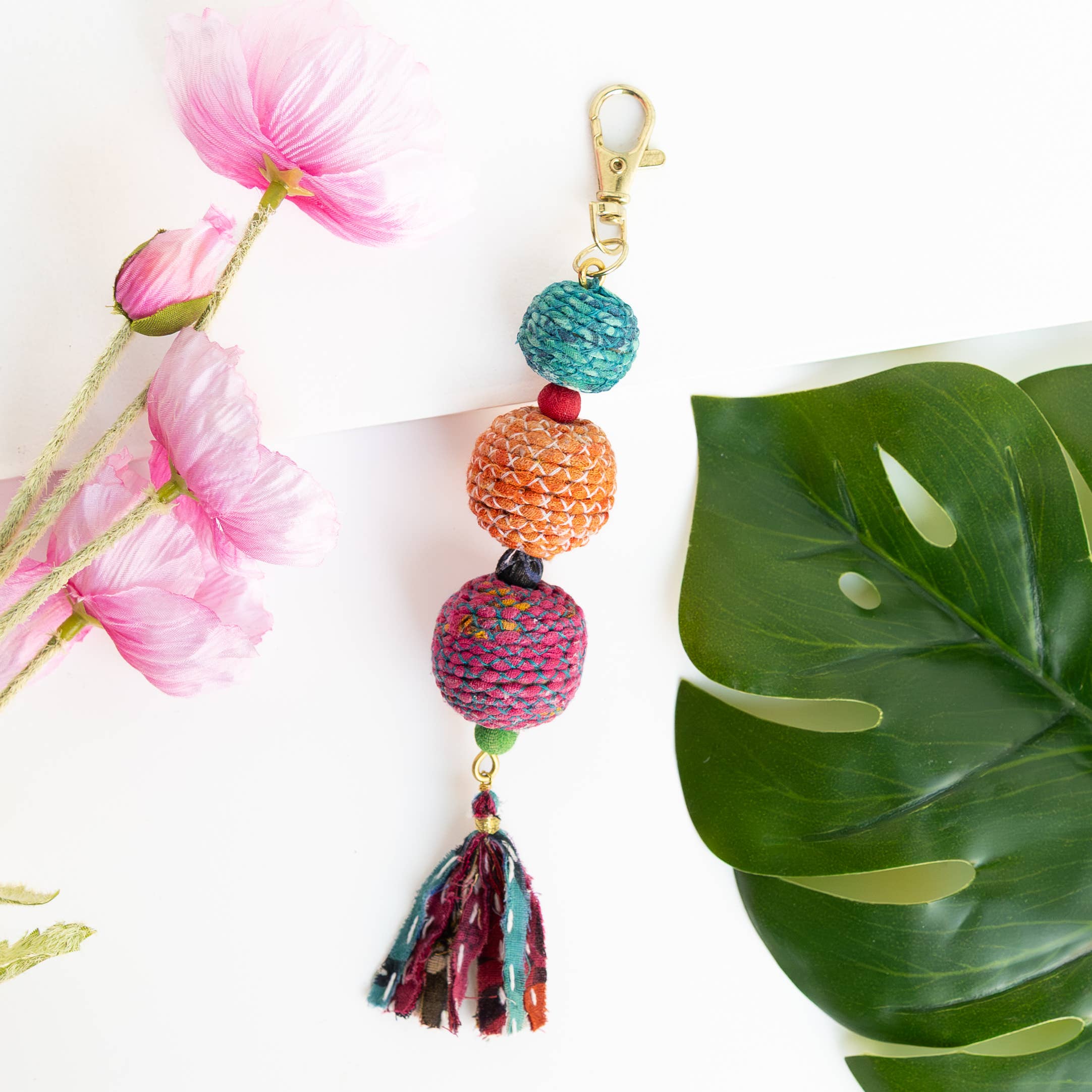 Threaded Kantha Graduated Bag Charm