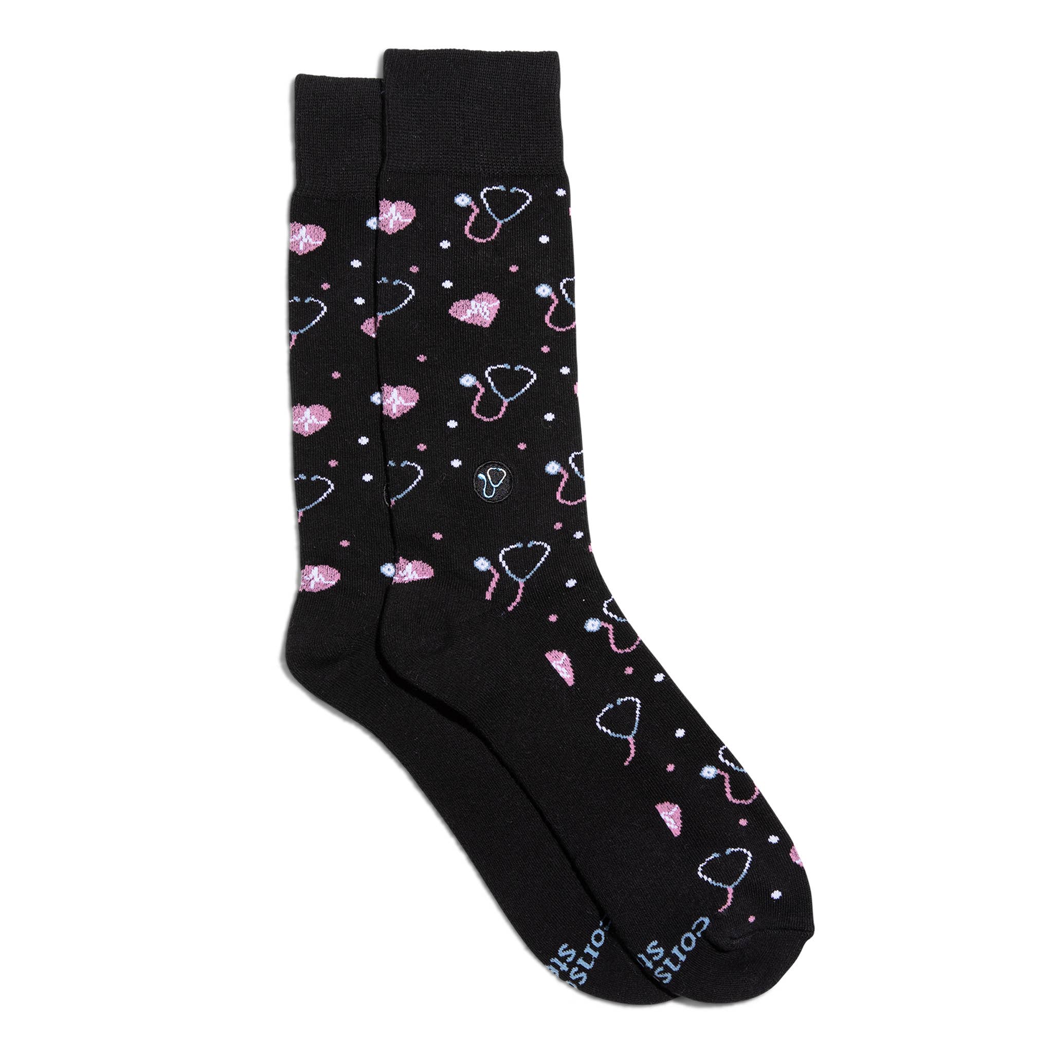 Fight Childhood Cancer Socks - Black Stethoscopes
