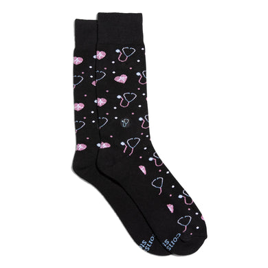 Socks that Fight Childhood Cancer (Black Stethoscopes)