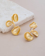 Brushed Gold Floating Pod Statement Earrings