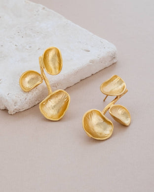 Brushed Gold Floating Pod Statement Earrings