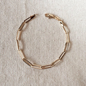 18k Gold Filled Classic Paperclip Bracelet: 6 inches