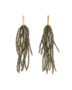 Marissa Brass + Bead Fringe Earrings Olive