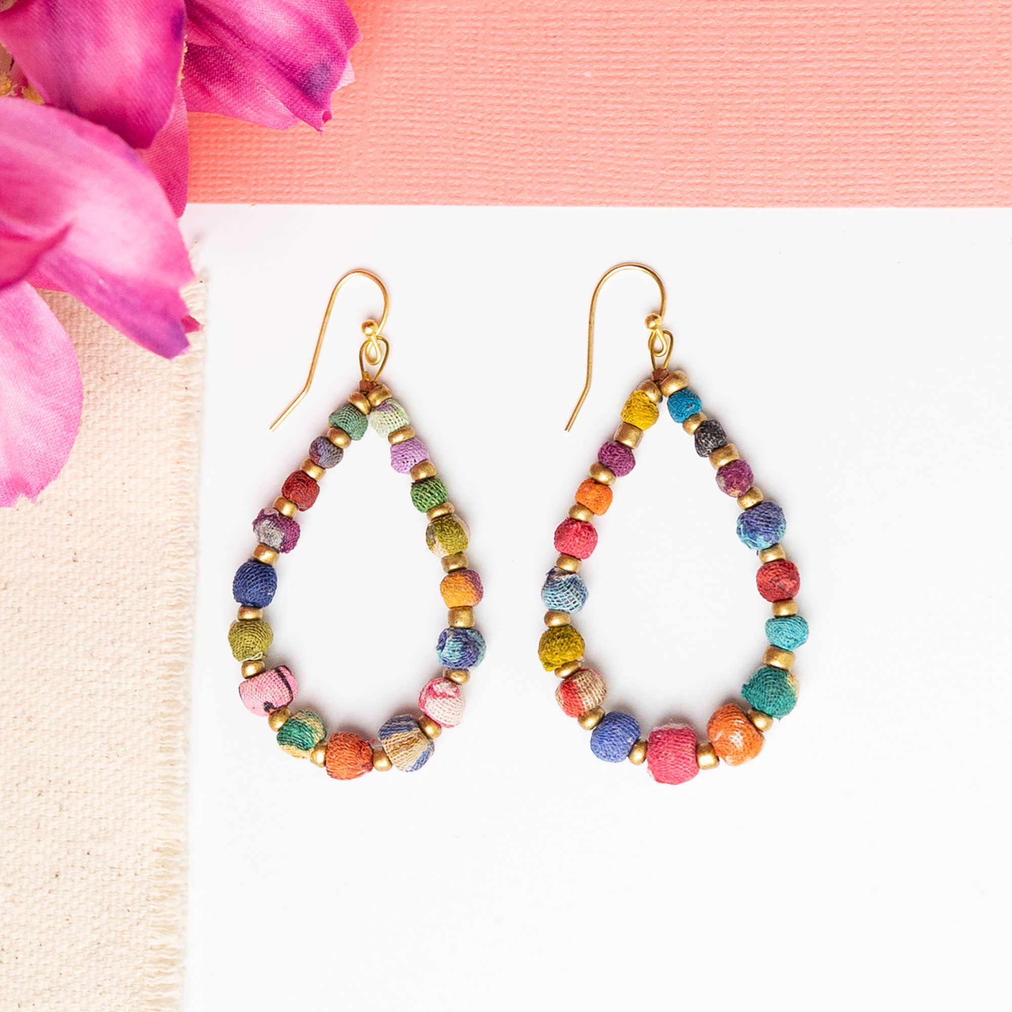 Tapered Teardrop Kantha Hoops