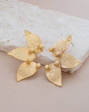 Brushed Gold Leaf Trio Statement Earrings