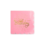 Happy Birthday Pink Paper Cocktail Napkin