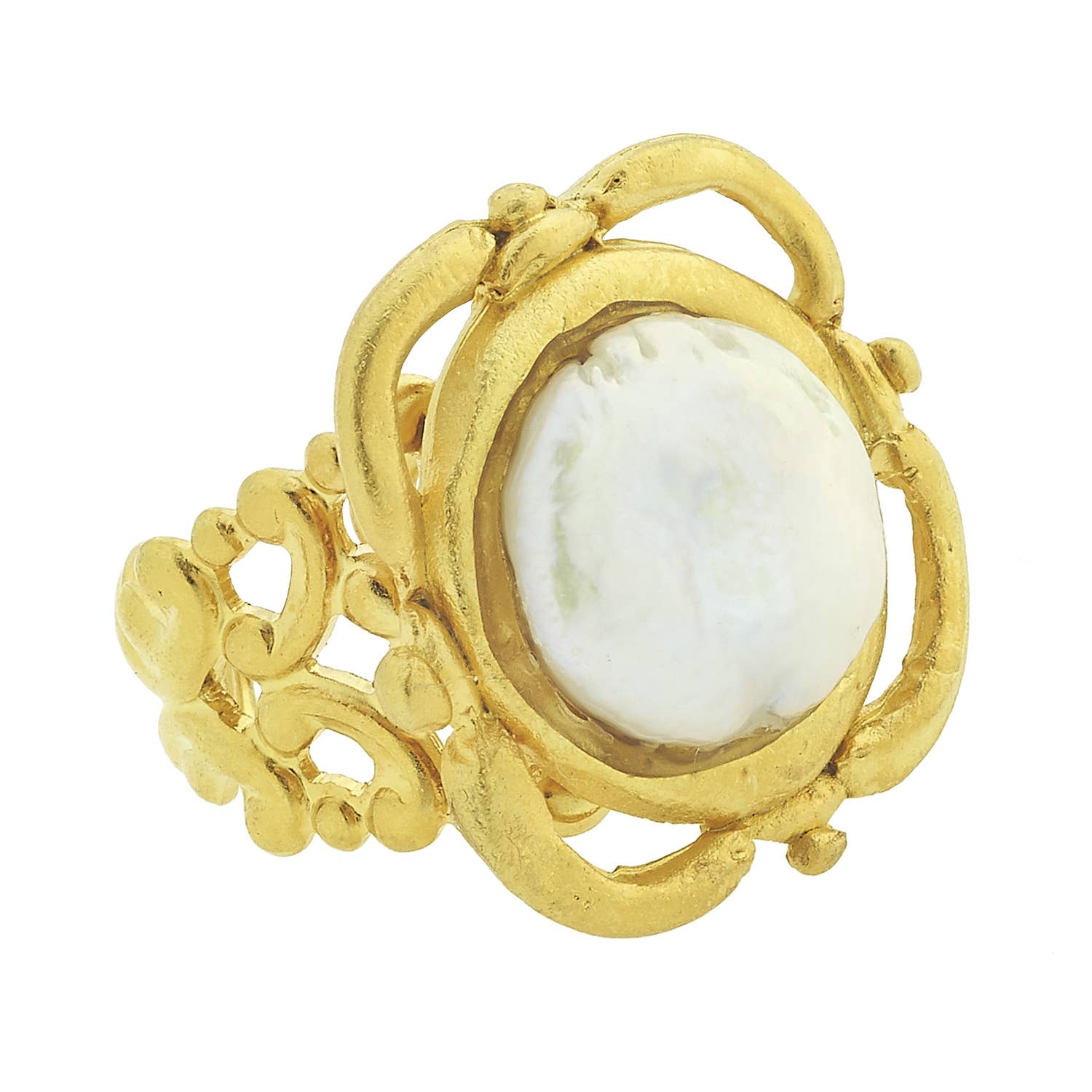 Handcast Gold Pearl Adjustable Ring | Susan Shaw