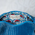 Velvet and Block Print Lined Cosmetic Pouch