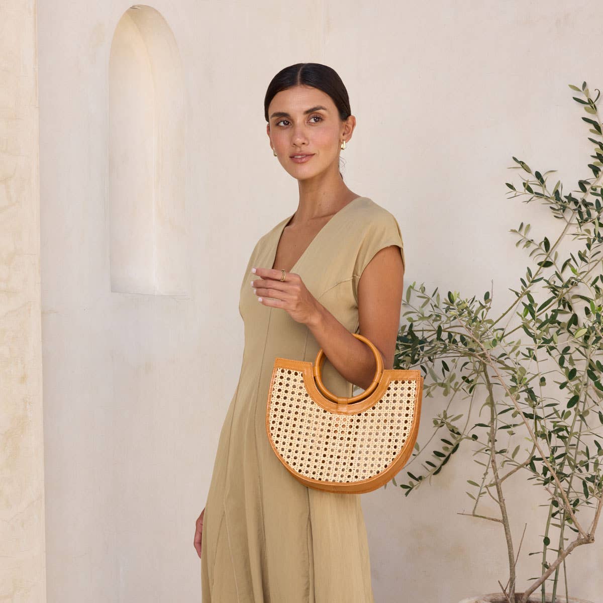 Brown Leather Square Cane Weave Rattan Handbag – Tenfold Collective