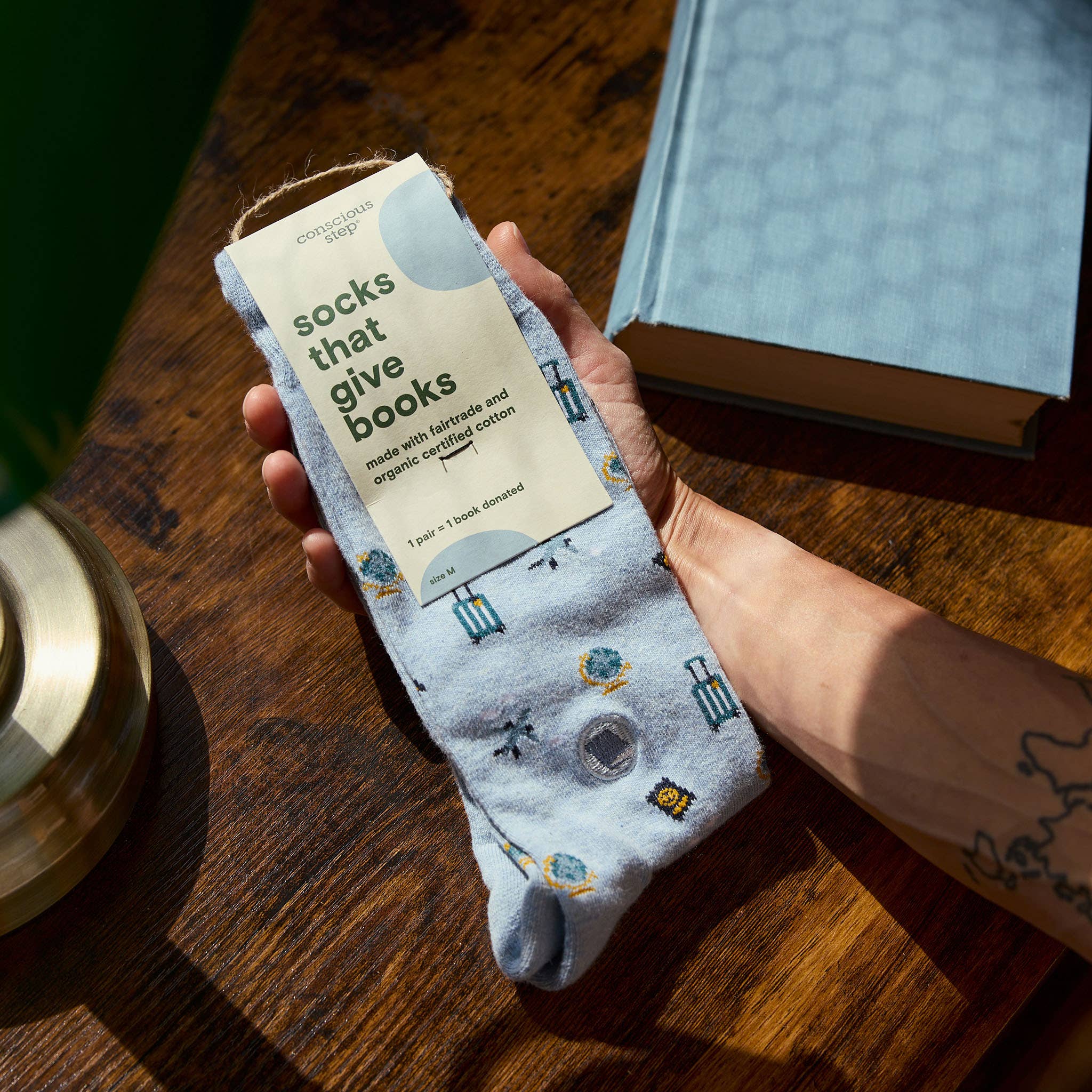 Socks that Give Books (Blue Travel)