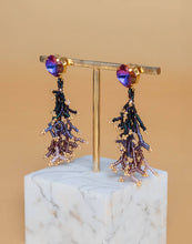 Beaded Handwoven Coral Fringe Earrings (Purple)