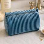 Velvet and Block Print Lined Cosmetic Pouch