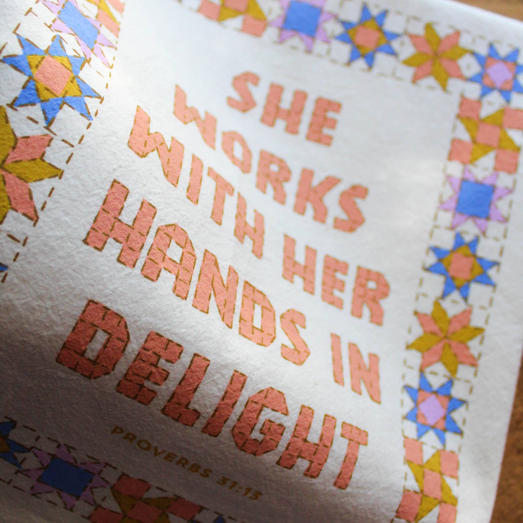 She Works With Her Hands Proverbs 31 Tea Towel