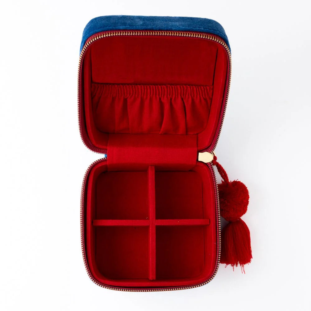 Ariel Bow Velvet Jewelry Box Blue