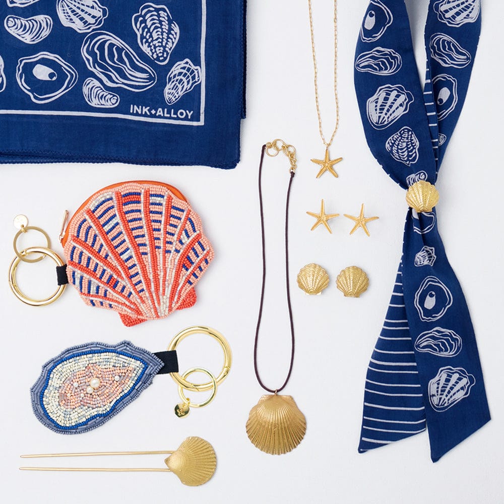 Riley Oyster Beaded Bag Charm