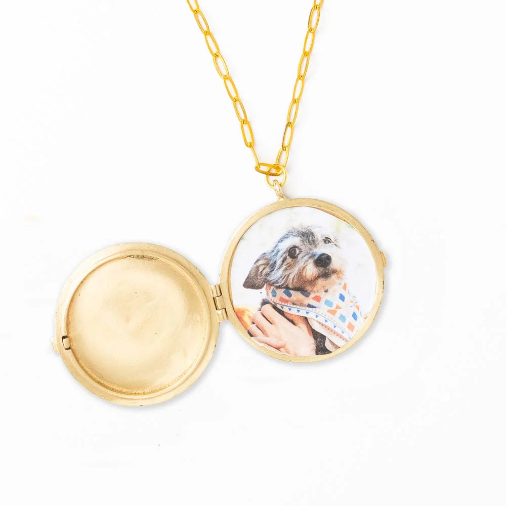 Virgina Locket Necklace On Paperclip Chain Brass