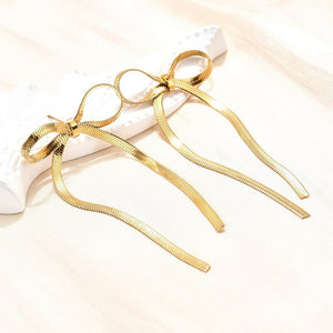 Gold Bow Dangle Earrings