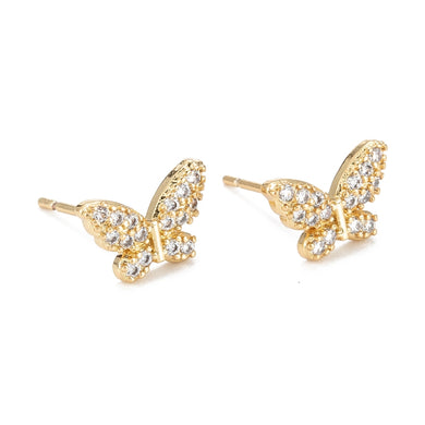 Gold CZ Mini Butterfly Stud