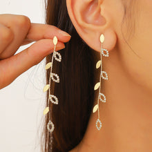 CZ + Gold Leaf Drop Earrings