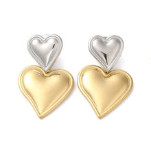 Double Heart Drop Stud