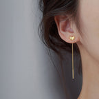 Gold Heart Threader Earrings