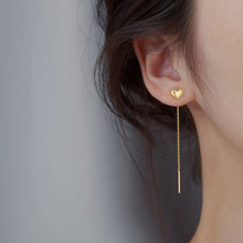 Gold Heart Threader Earrings