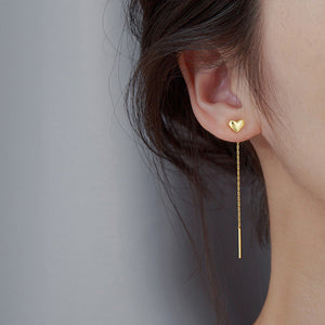 Gold Heart Threader Earrings