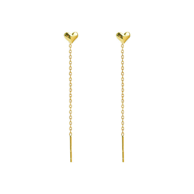 Gold Heart Threader Earrings