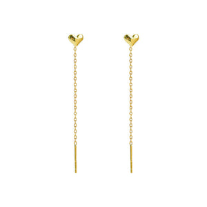 Gold Heart Threader Earrings