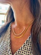 Thin Gold Herringbone Chain Necklace