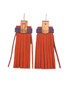 Banded PD Leather Tassel Earrings