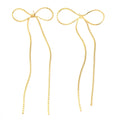 Gold Bow Tassel Earrings