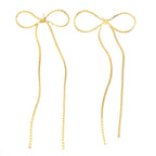 Gold Bow Tassel Earrings