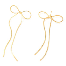 Gold Bow Tassel Earrings